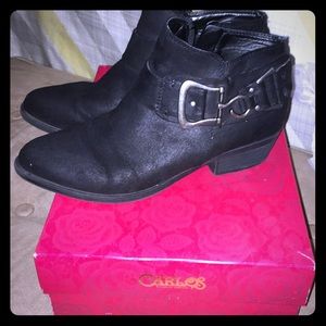 Carlos Santana black suede boots